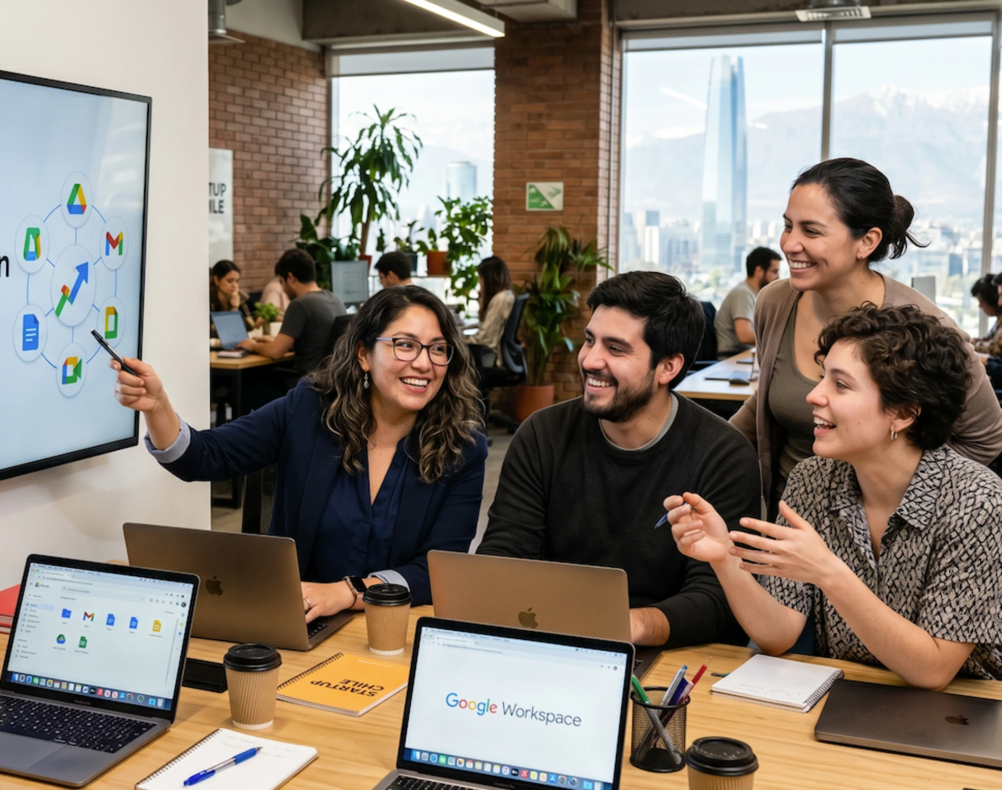 Equipo corporativo trabajando con Google Workspace